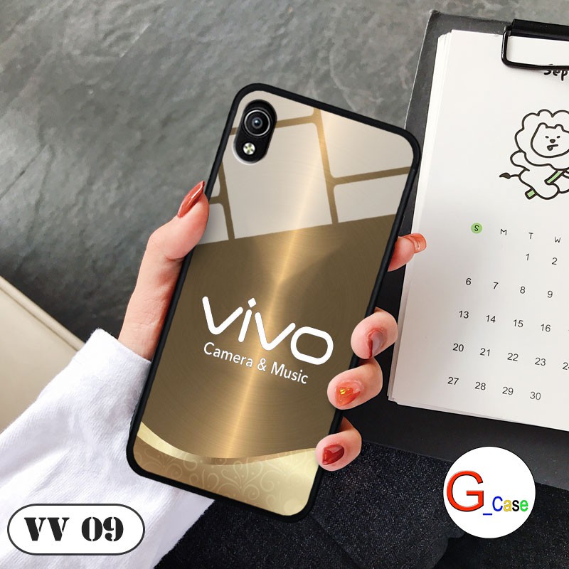 Ốp lưng Vivo Y91C - lưng kính in logo hãng điện thoại