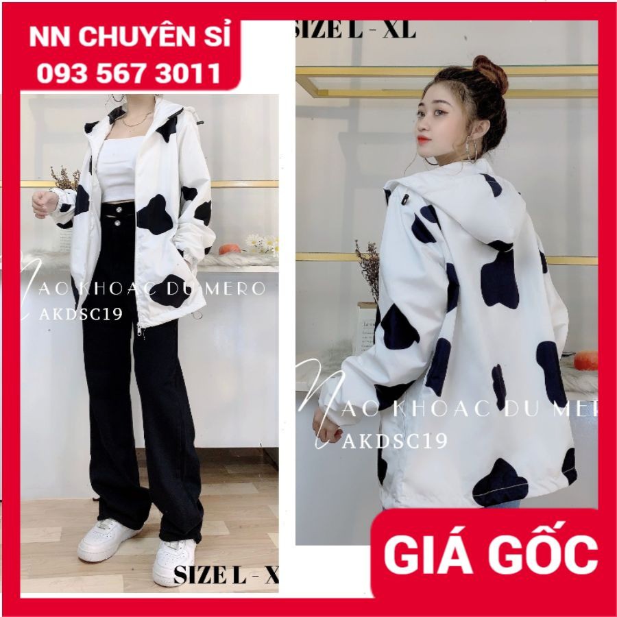 Áo khoác nam nữ unisex chất dù 2 lớp in hình bò sữa 🛑 Áo gió nam nữ mẫu mới có size đến 75kg