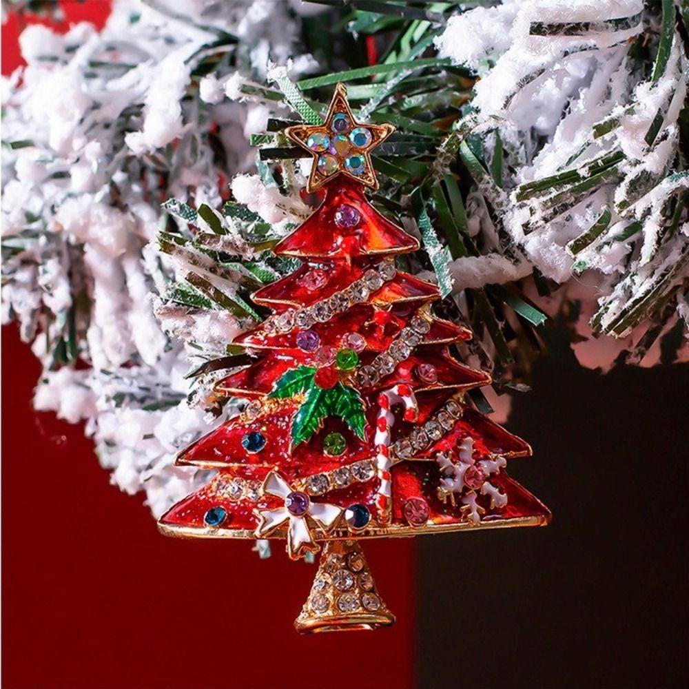 Ghim Cài Áo Hình Cây Thông Giáng Sinh Sang Trọng Cho Nữ
