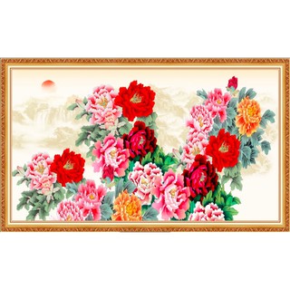 Tranh dán tường HD Hoa mẫu đơn HUD0318K Kim sa