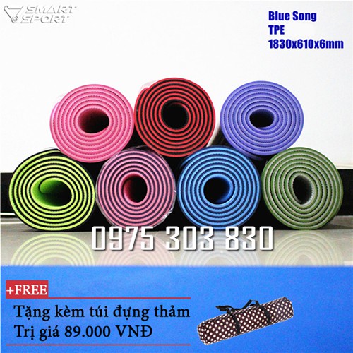 Thảm tập yoga 2 lớp cao su cao cấp 8mm tặng túi đựng thảm loại đẹp