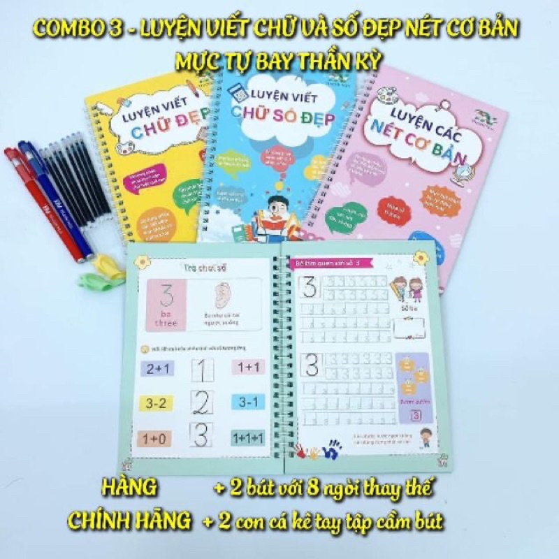 Set 3 cuốn tập Luyện chữ, số xoá được