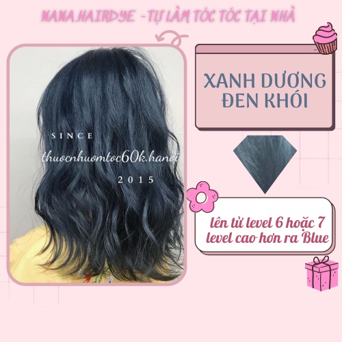 [TẨY RỒI LÊN RÕ XANH]Thuốc nhuộm tóc màu Xanh Dương Đen Khói, Xanh Đen Dương, Xanh Đen kèm oxy trợ nhuộm dưỡng găng tay