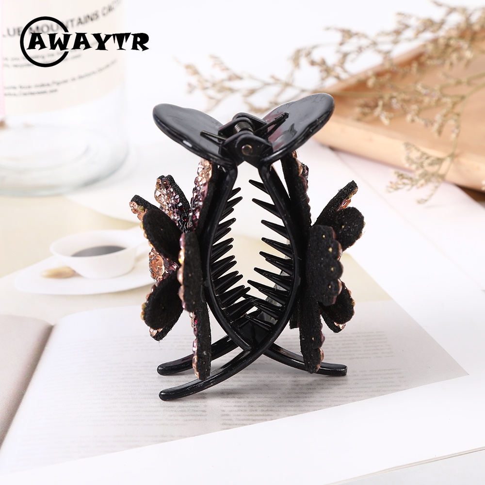 Kẹp tóc hình hoa đính đá phong cách mới cho nữ