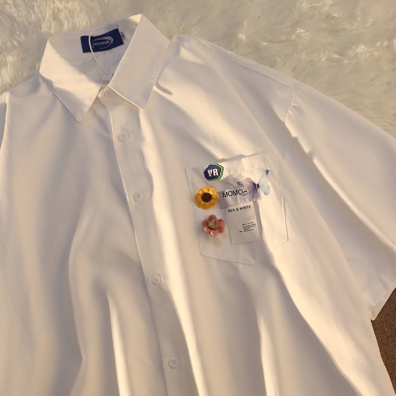 Áo Sơ Mi Tay Ngắn Dáng Rộng Phong Cách Retro Pháp Ngọt Ngào Cho Nữ