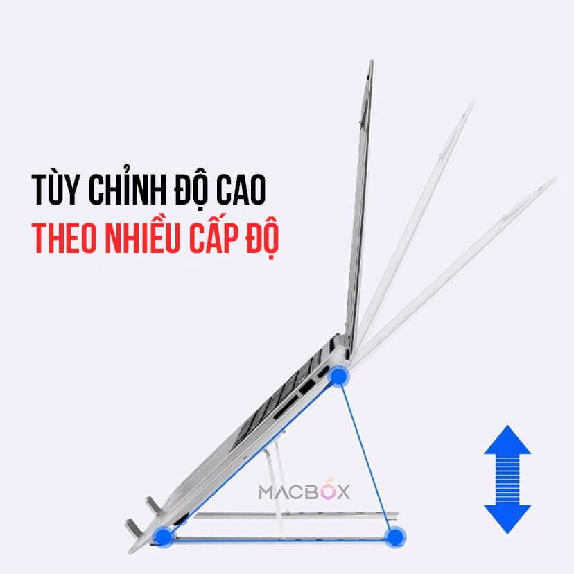Giá đỡ laptop bằng nhôm điều chỉnh được độ cao, gấp gọn, hỗ trợ tản nhiệt khi kê máy tính Macbox | BigBuy360 - bigbuy360.vn