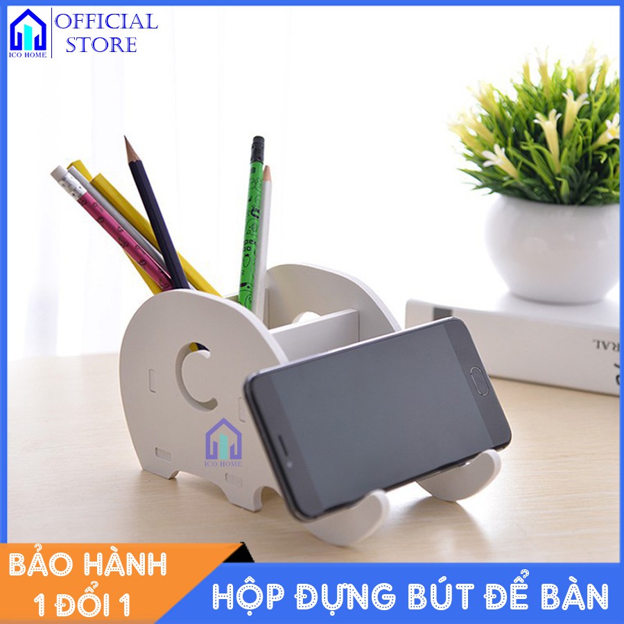 Giá đỡ điện thoại, giá kệ đựng bút để bàn đa năng hình voi cute - ICO HOME