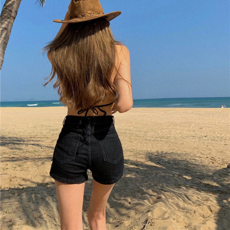 Quần Short Denim Lưng Cao Kiểu Dáng Quyến Rũ Cho Nữ