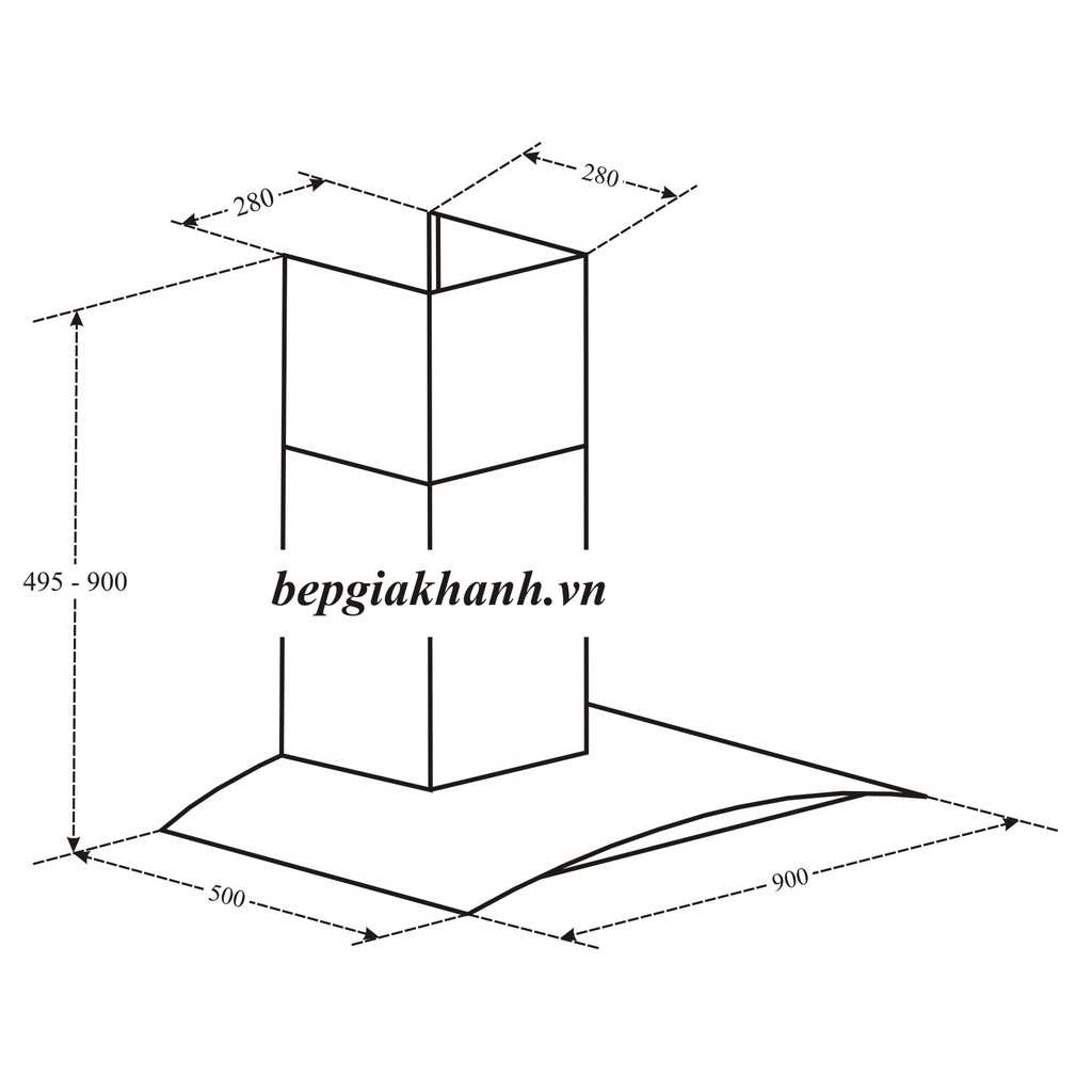 Máy hút mùi nhà bếp dạng kính cong 90cm Torino JEN-WG0290