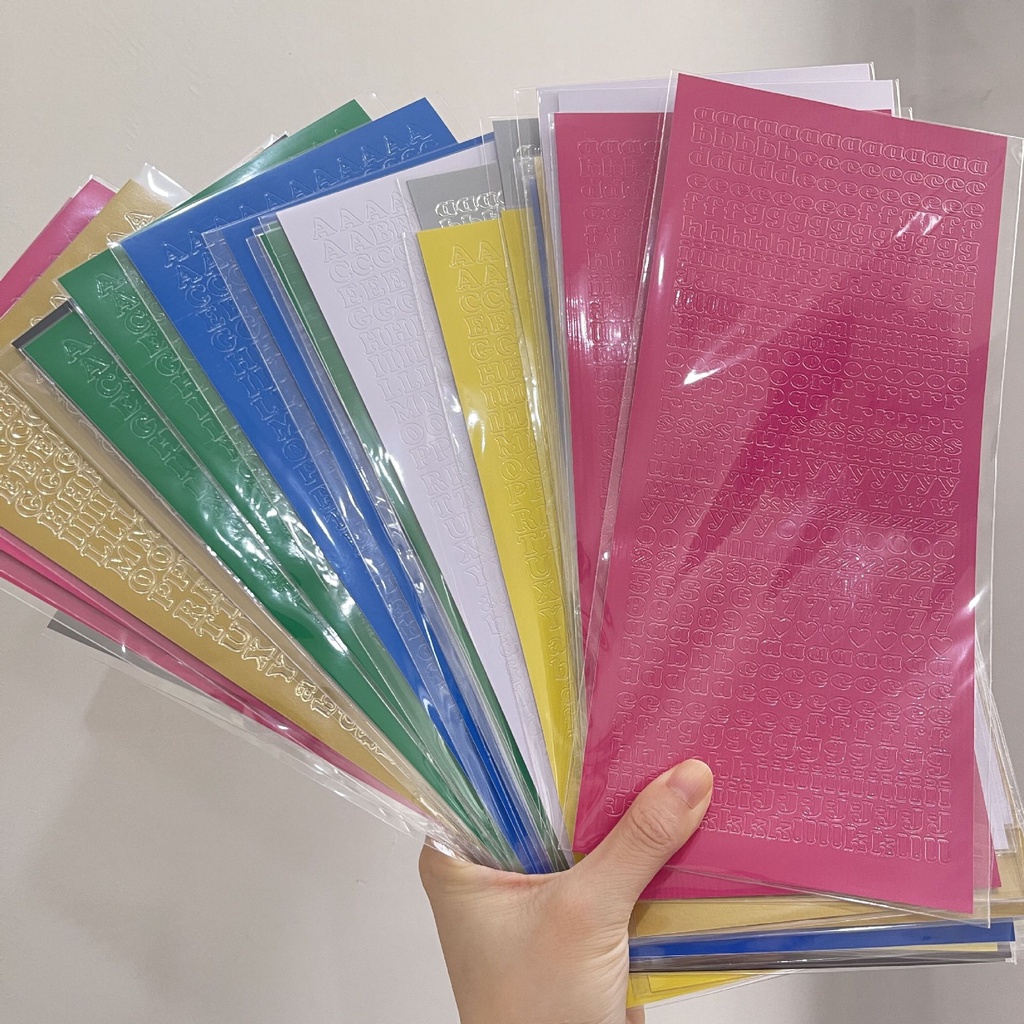 Nhãn dán dập nổi tạo họa tiết chữ cái đơn giản phong cách Hàn Quốc dùng trang trí thủ công DIY