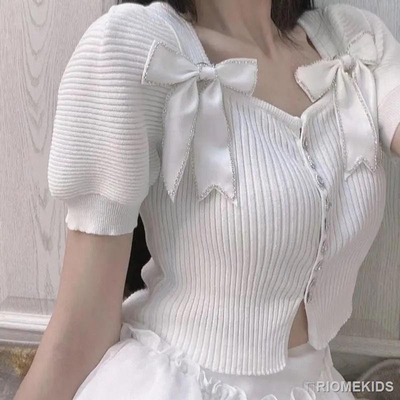 【Quà tặng miễn phí】Áo Cardigan Ngắn Tay Phối Nơ Xinh Xắn Dành Cho Nữ | BigBuy360 - bigbuy360.vn