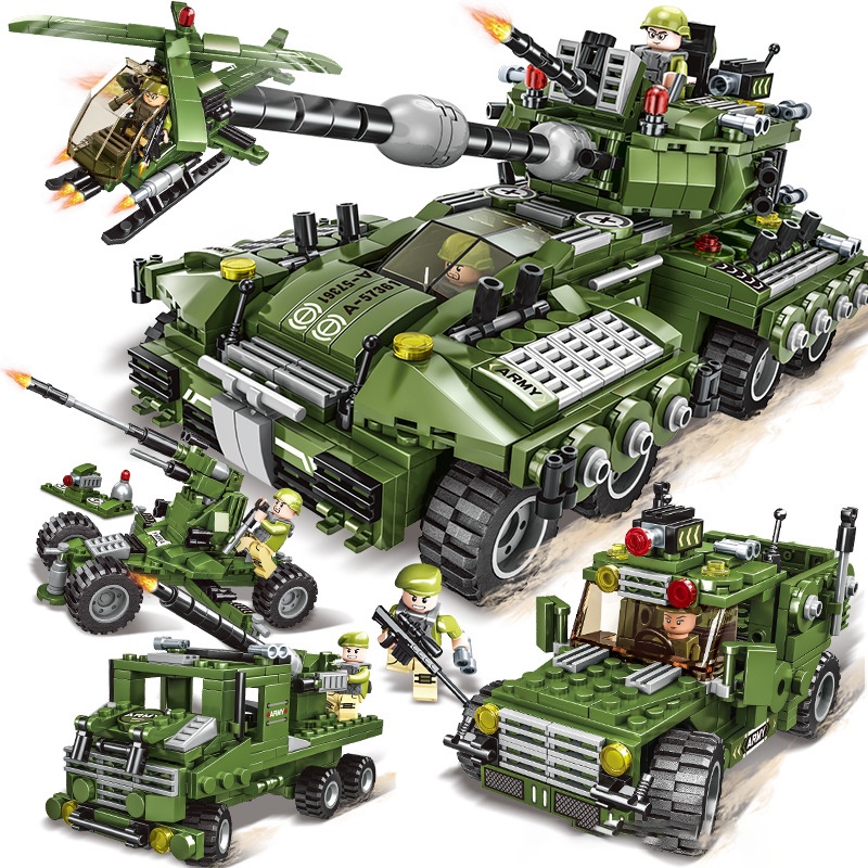 Bộ đồ chơi lắp ráp lego xe tăng, mô hình lego xe bọc thép, đồ chơi xếp hình cho bé
