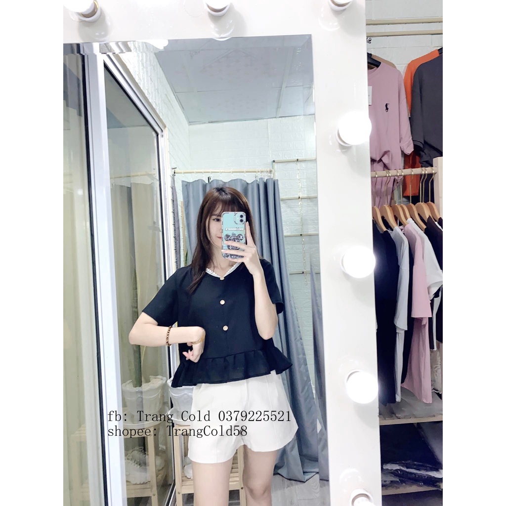 Áo baby doll croptop cổ V