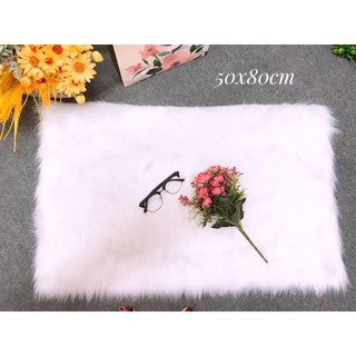 Thảm lông chụp hình trắng (lông dài hồ ly)
