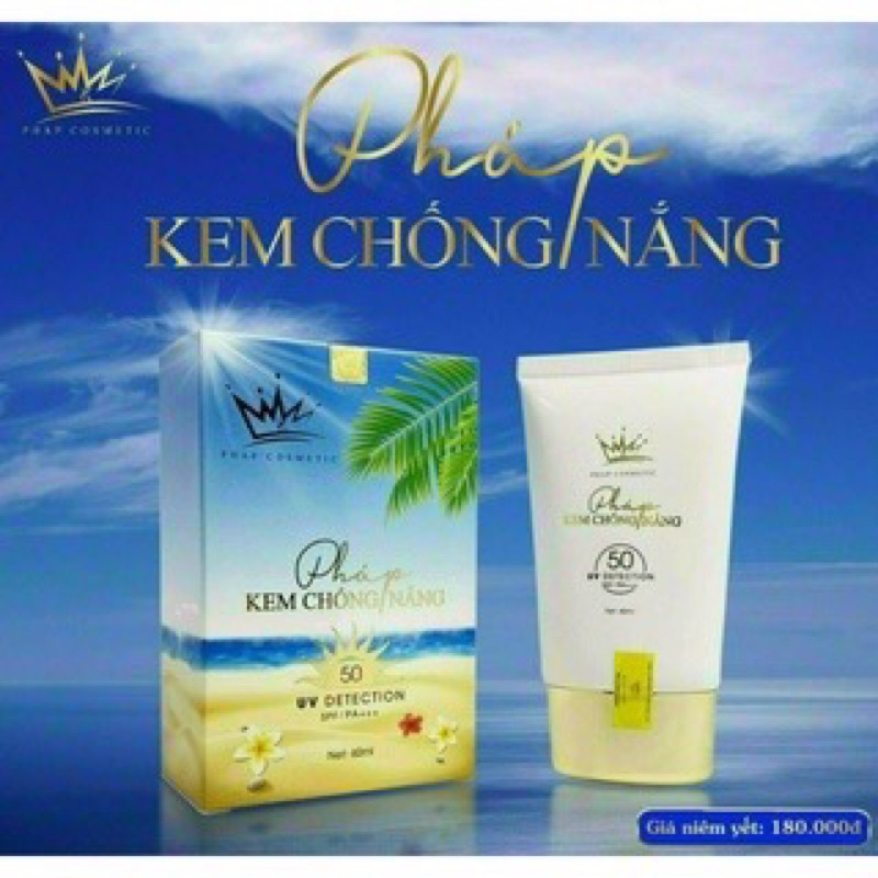 Kem chống nắng pháp Cosmetisc 60mk tặng kèm ủ trắng