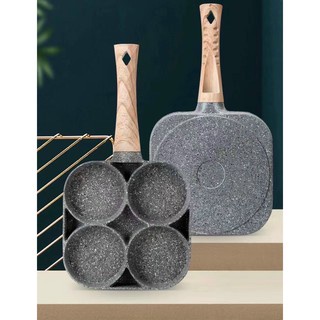 Chảo chia ô, chảo đá chống dính chia 4 ngăn tiện lợi dùng được bếp từ