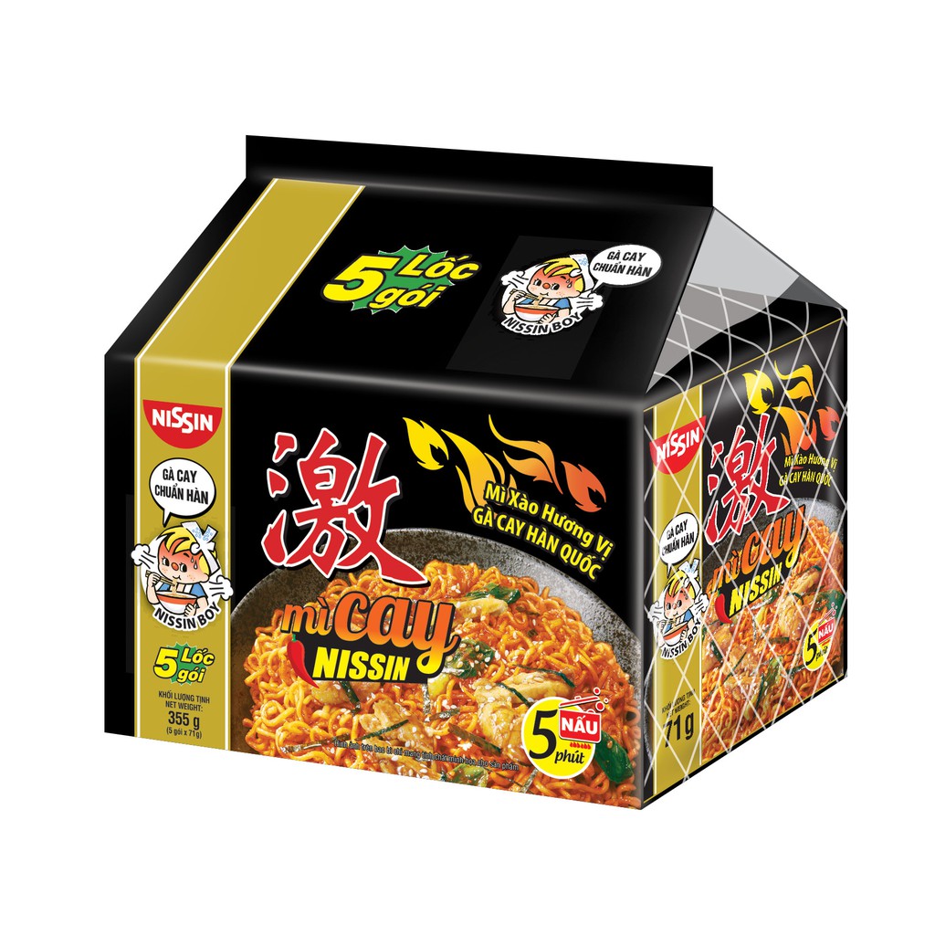 Lốc 5 Mì Xào Cay Geki Hàn Quốc - Mì Cay Nissin