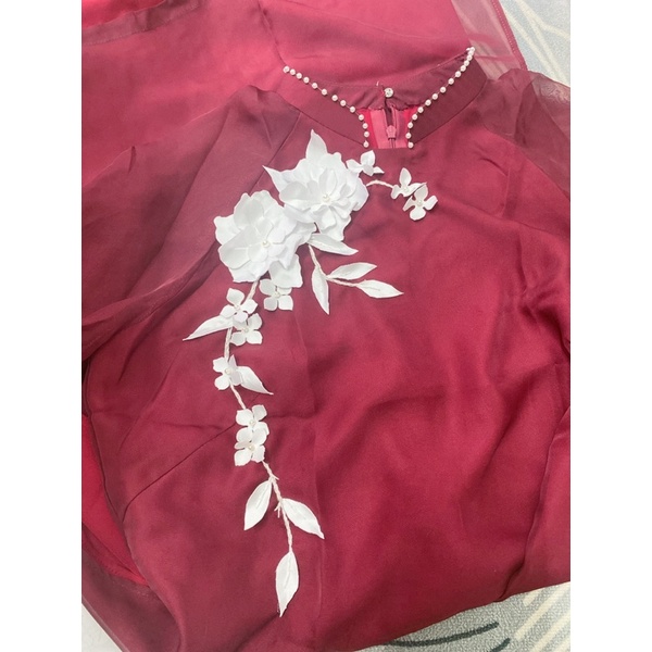 Set Hoa Vải rời đính đầm váy áo dài