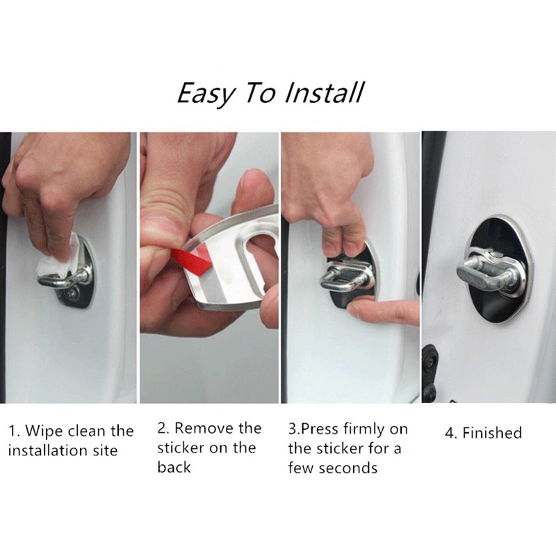 Bộ 4 Miếng Dán Trang Trí Khóa Cửa Xe Hơi Mitsubishi Ralliart Pajero Sport Outlander ASX Lancer EX Eclipse Cross