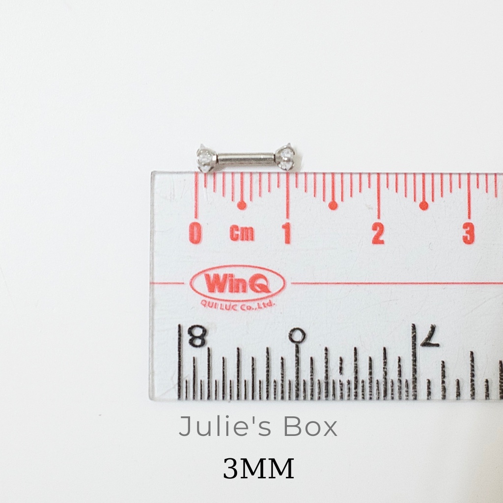 Khuyên Tai 2 Đầu Đá Ngôi Sao Màu Bạc Unisex Titanium Không Gỉ Không Ngứa Không Đen julies box 66