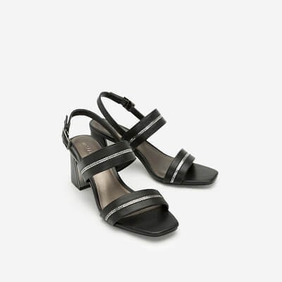 MỚI VỀ Vascara Giày Sandal Cao Gót Đính Pha Lê Kim Tuyến - Màu Đen