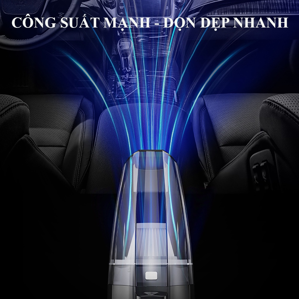 Máy hút bụi cầm tay, máy hút bụi ô tô đa năng 4 trong 1 hút bụi, bơm lốp, đo áp suất lốp, đèn pin. Bảo hành 2 năm.