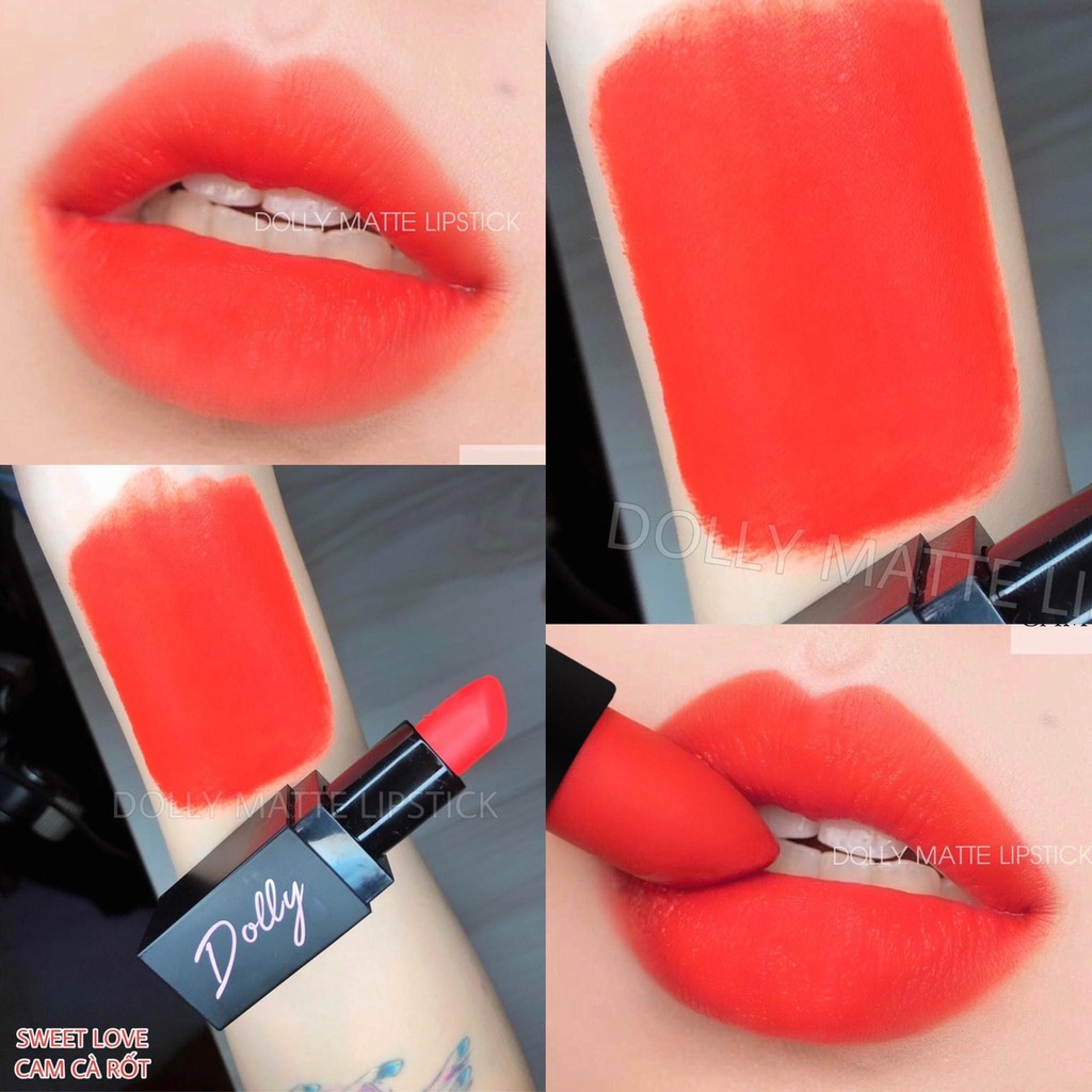 Son Thỏi, Son Lì, Son DOLLY Lâu Trôi, Không Chì, Chất Lượng Chính Hãng New Màu Cam Cà Rốt