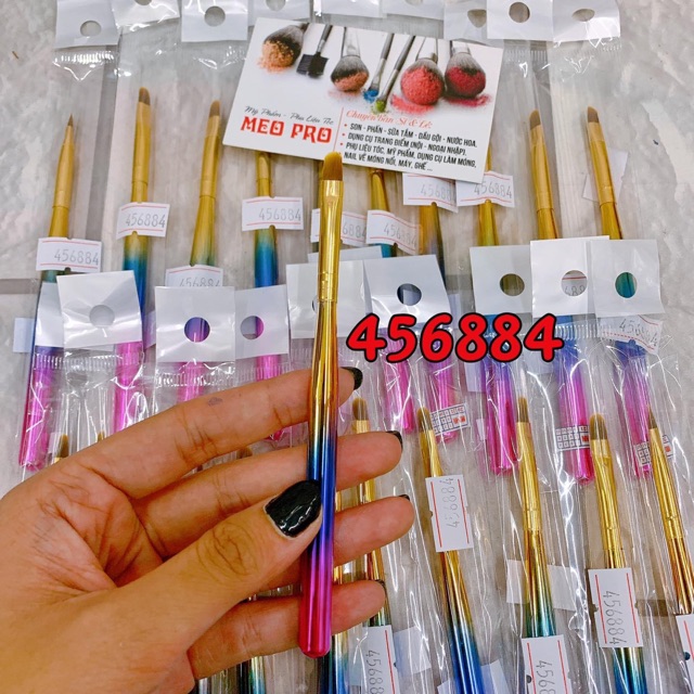Cọ đắp gel , chải gel lông đẹp cán 7 màu làm móng tay chân