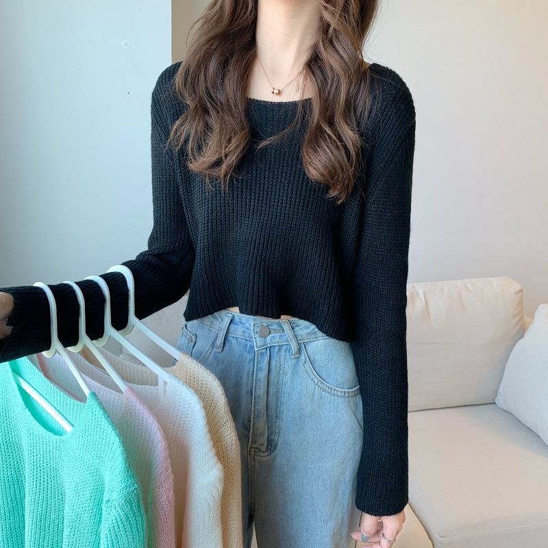 Áo Dệt Kim Tay Dài Cổ Tròn Dáng Rộng Thời Trang Hàn Quốc 2022