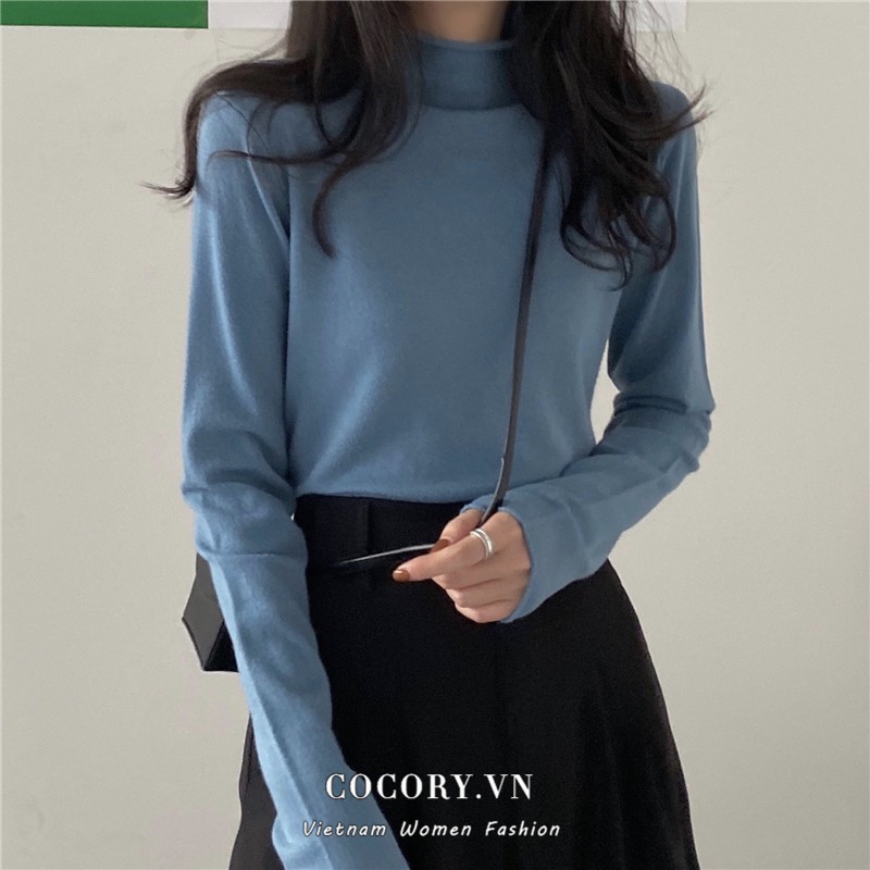 Áo Sweater Dệt Kim Cổ Cao Tay Dài 16 Màu Tùy Chọn Thời Trang Cho Phụ Nữ