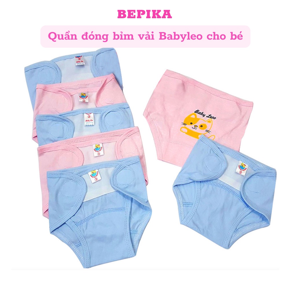 Bộ 5 quần đóng bỉm vải Baby Leo khóa dán chất liệu cotton mềm mại cho bé từ 0 đến 8kg