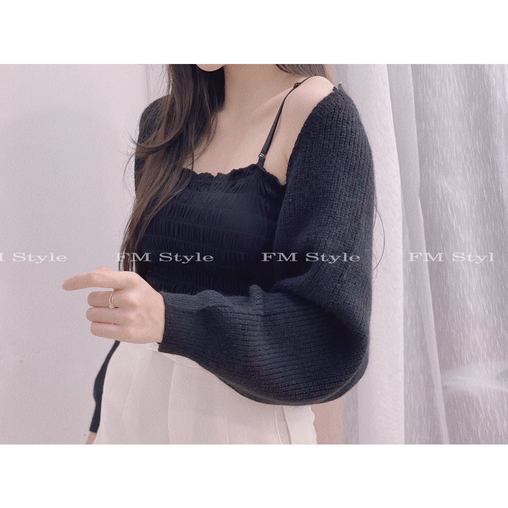 Áo khoác nữ croptop FM Style cardigan dáng ngắn tay bồng thời trang hàn quốc siêu xinh 211006080 | BigBuy360 - bigbuy360.vn