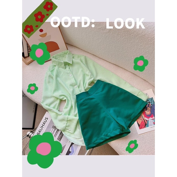 Baby set sơmi sọc phối quần short 4 màu