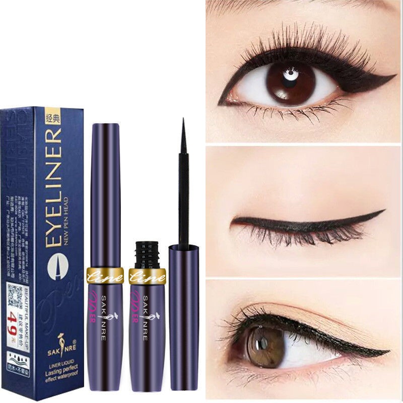 ✓☃﹍Saqili Liquid Eyeliner Bơi nhọn khô nhanh Chống thấm nước, mồ hôi, không làm mịn da Người mới bắt đầu và sinh vi