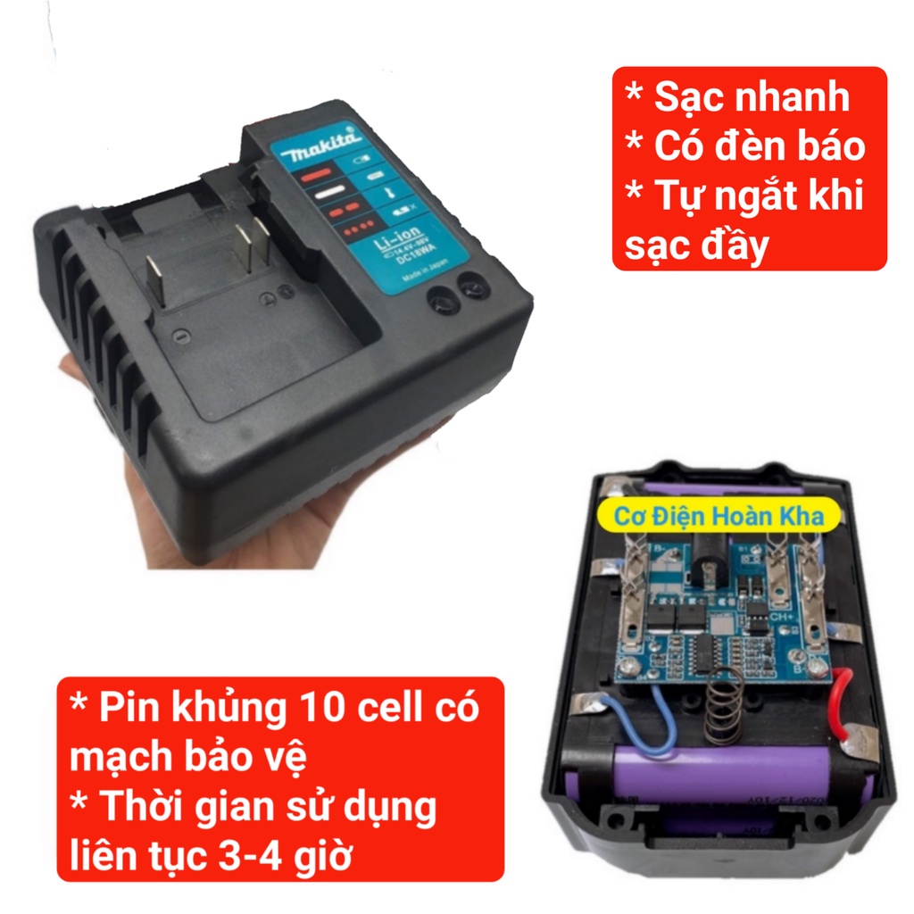 Máy mài pin MAKITA 198v pin khủng 10 cell, động cơ không chổi than, dây đồng 100%