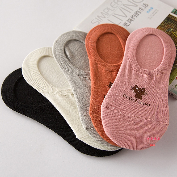 Tất Nữ Hàn Quốc Hoạ Tiết Mèo Xinh Xắn Cotton Thấm Hút Mainia Shop