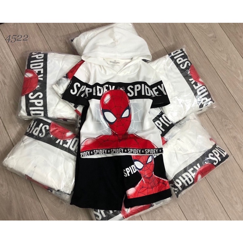 Bộ cộc tay Spiderman Batman, bộ cotton người nhện bé trai, set siêu nhân nhện bé trai hè 2022