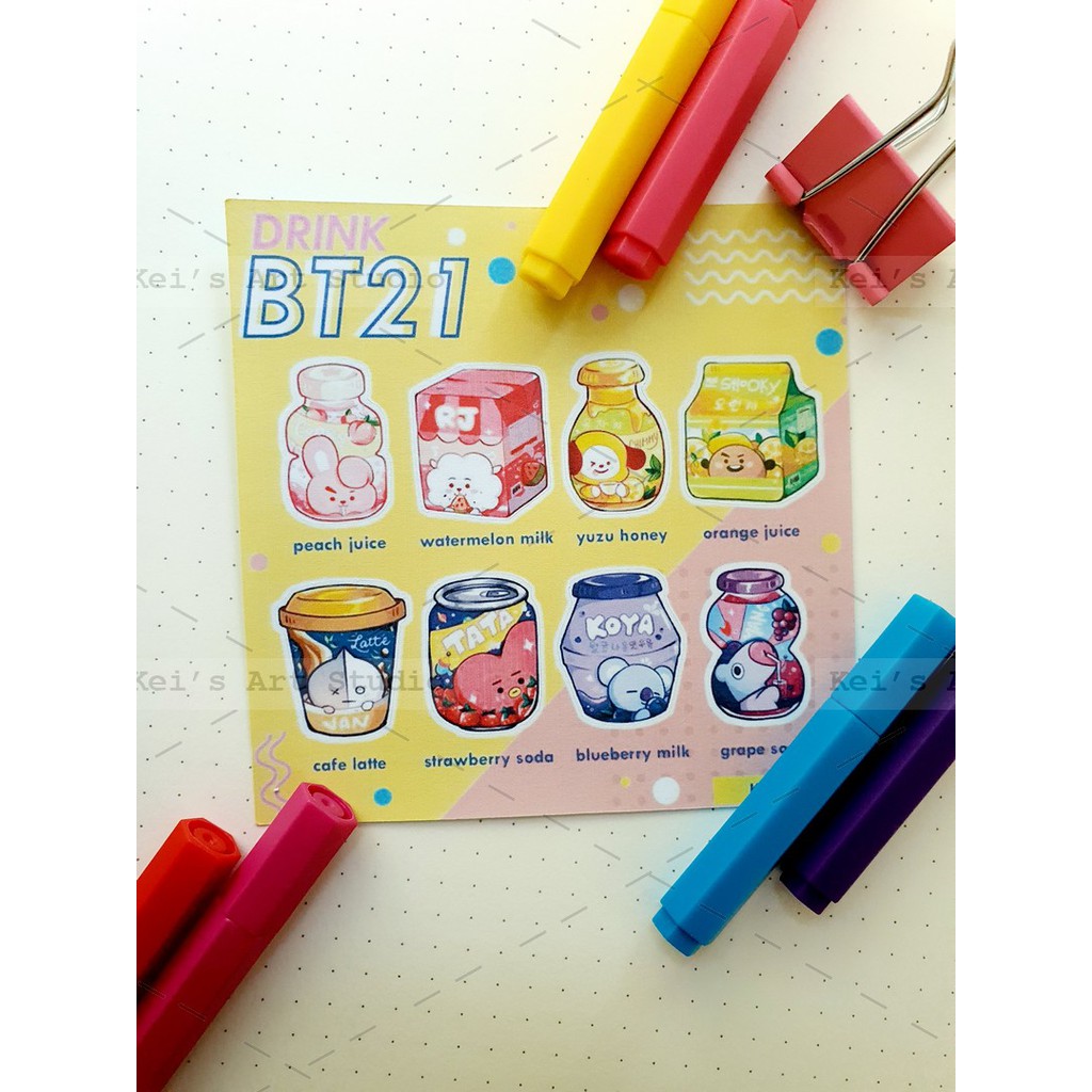 Sticker idol nhóm nhạc Kpop BTS nhiều thiết kế, chủ đề, trang trí sổ sáng tạo dễ thương