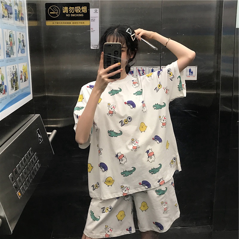 Bộ Áo Thun Ngắn Tay + Quần Ống Rộng Phong Cách Hàn Quốc Dành Cho Nữ | BigBuy360 - bigbuy360.vn
