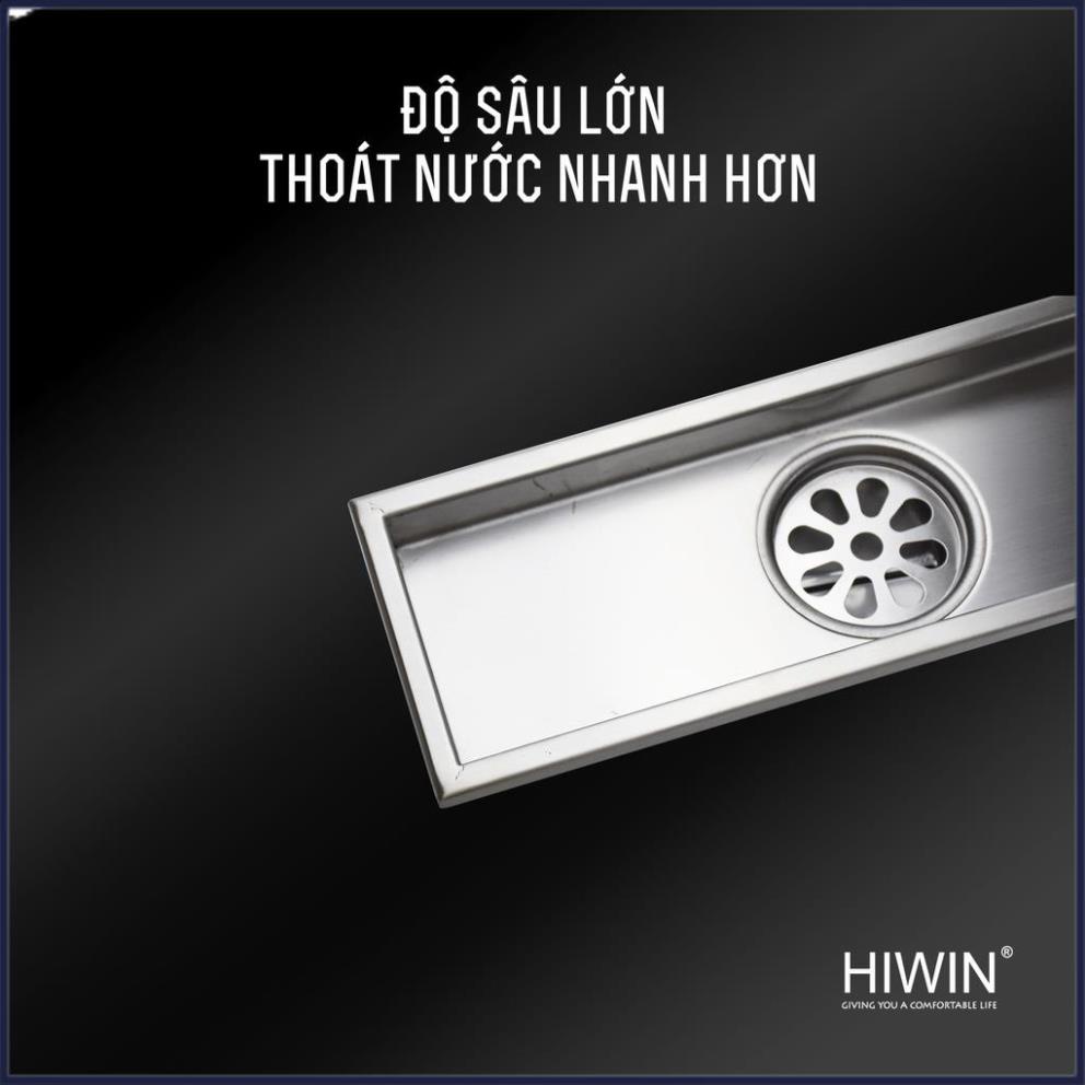 Phễu ga thoát sàn dáng dài thoát nước nhanh inox 304 kích thước 100x300mm HIWIN FD-06