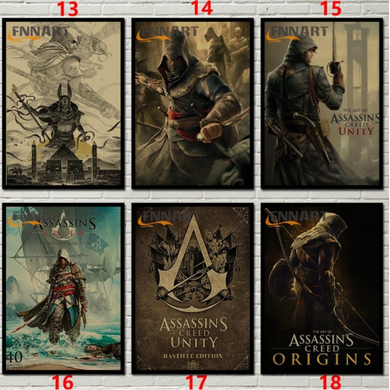 ORIGINS 1 Poster Game Assassin 's Creed Odyssey / Uniy / Degins Cover Vintage 42x30cm