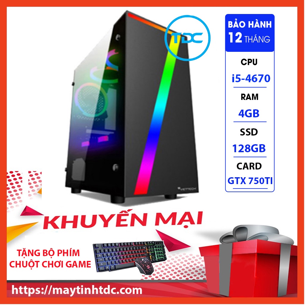 MAX PC GAMING X7 CPU Core i5 4670 Ram 4GB SSD 128GB GTX 750TI Chơi PUBG,LOL,CF,Fifa4,Đế chế Tặng Bàn Phím Chuột Game