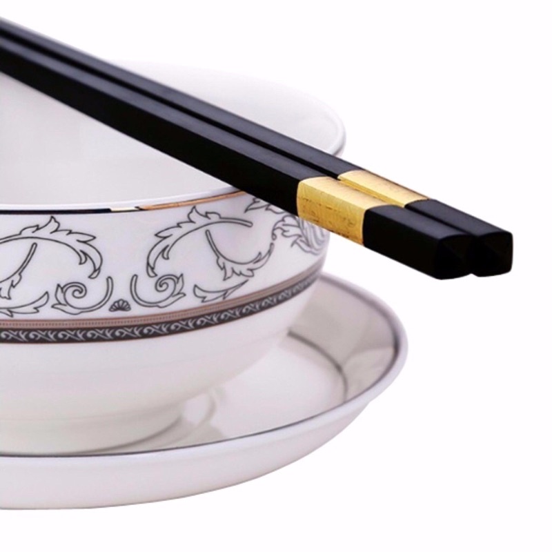 10 Đôi đũa hợp kim viền vàng chống rỉ cao cấp