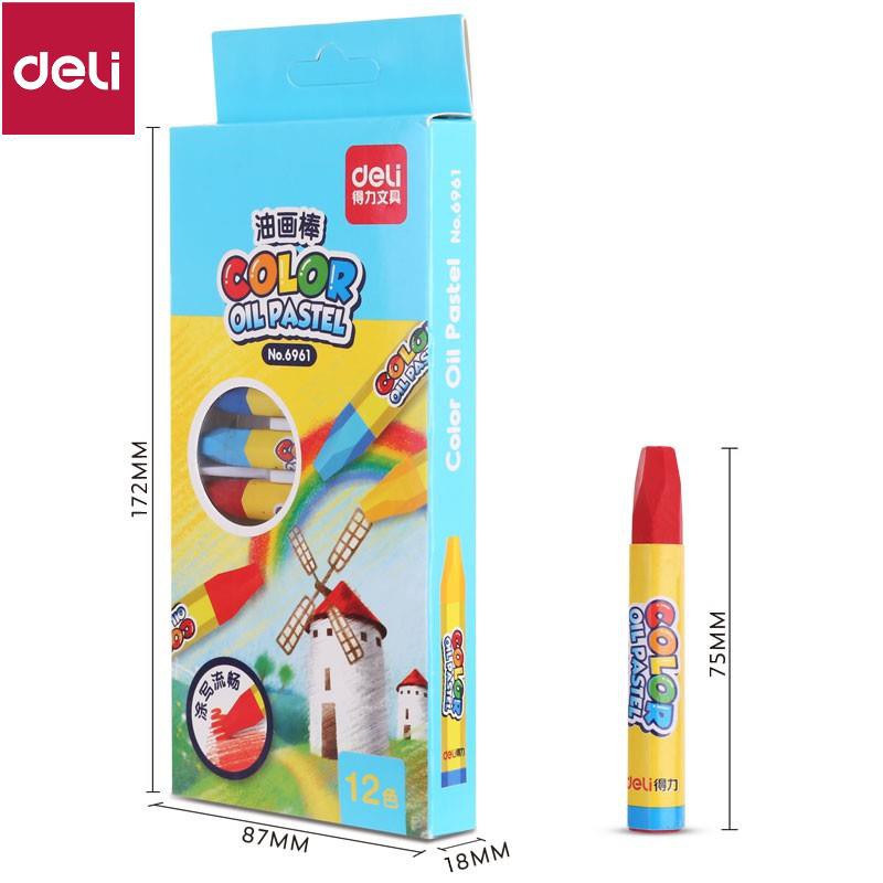 Bút sáp dầu học sinh Deli - 12 màu/18 màu/24 màu/36 màu - 1 hộp - 6961/6962/6963/6964 [Deli]