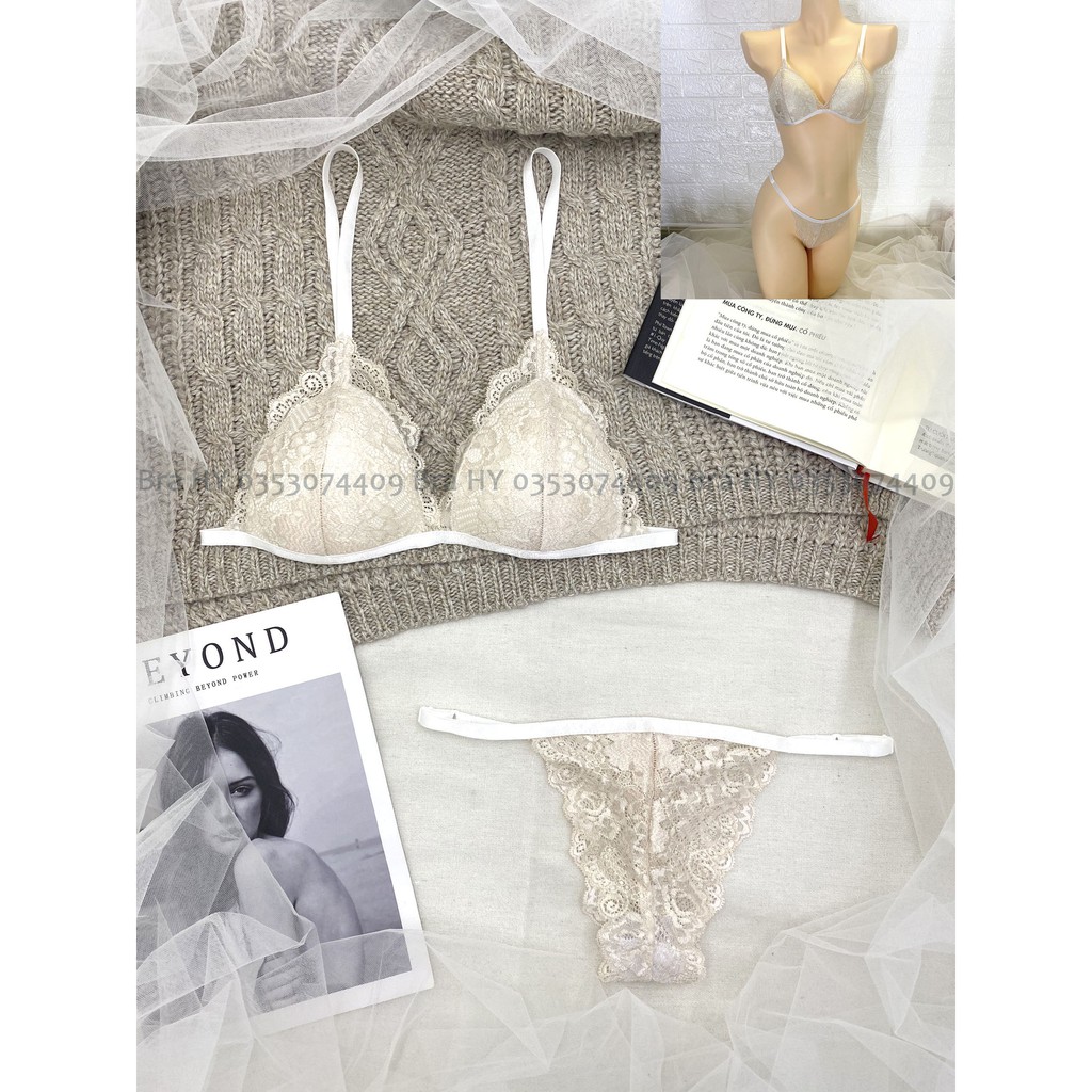 Đồ lót nữ thiết kế ánh vàng có mút sang trọng sexy gợi cảm, vải ren cao cấp thoáng khí tốt BRAHY 070