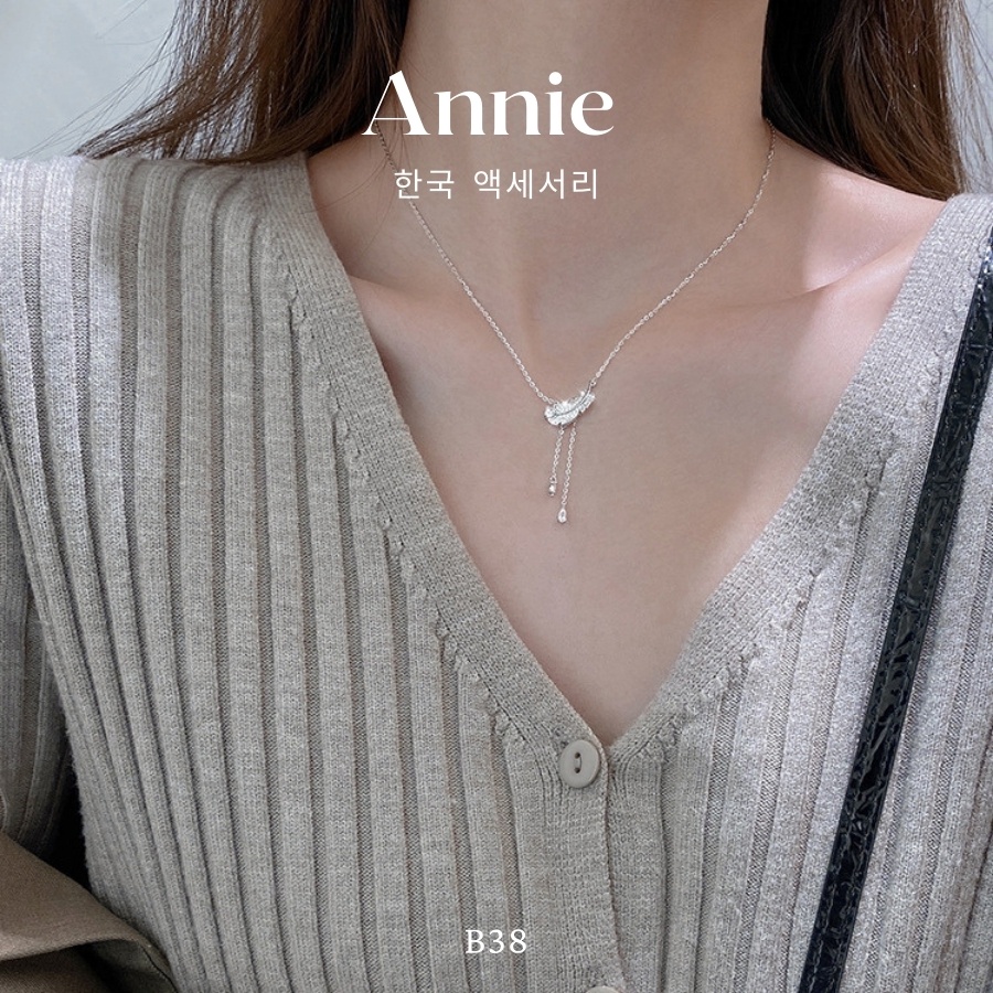 Dây chuyền bạc hình lông vũ đính đá cao cấp thời trang hiện đại ANNIE - B38