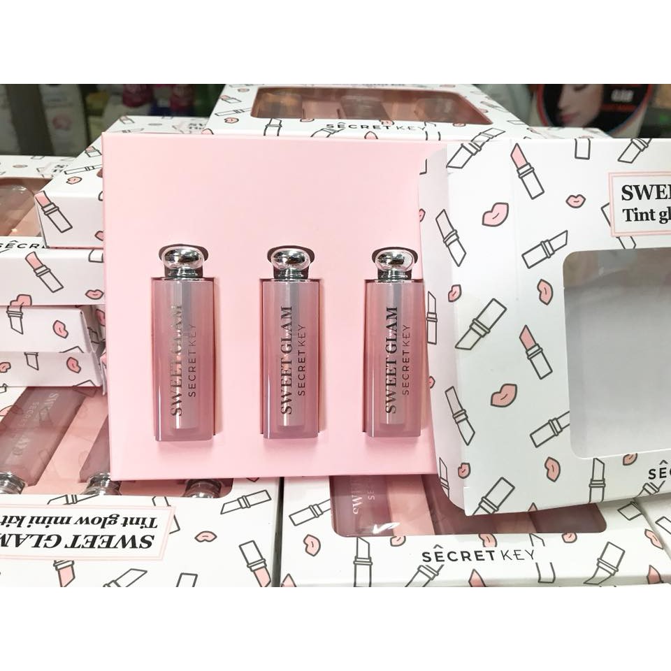 SET SON DƯỠNG SWEET GLAM TINT GLOW MINI KIT 3 CÂY SECRET KEY