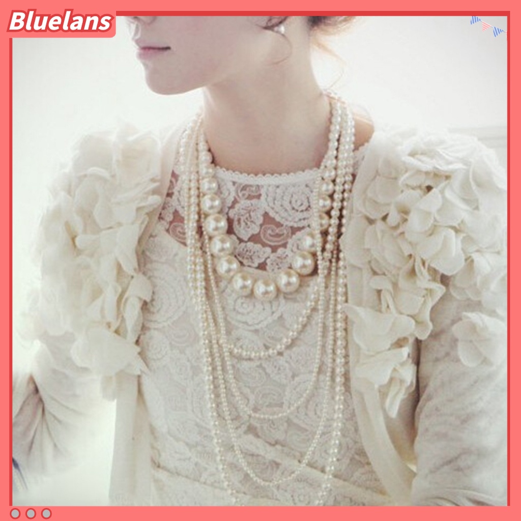 Dây chuyền dáng dài kiểu chuỗi hạt trang trí áo sweater đơn giản thời trang cho đám cưới