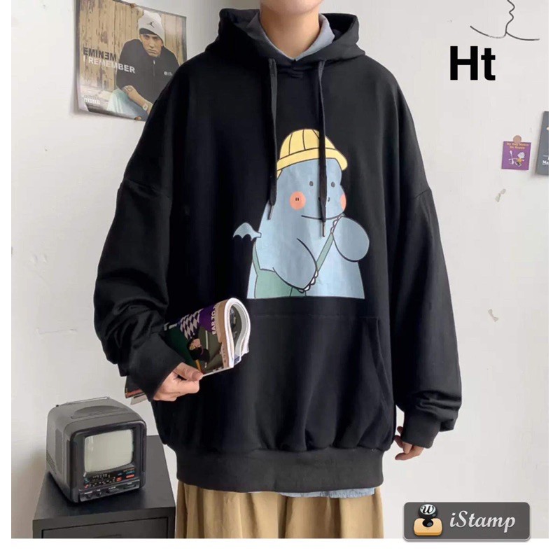 Áo hoodie khủng Long 5D mũ vàng HT12 , áo thun nam nữ, áo thun, sét bộ mặc ở nhà, áo nỉ ấm - LEEDA MODY