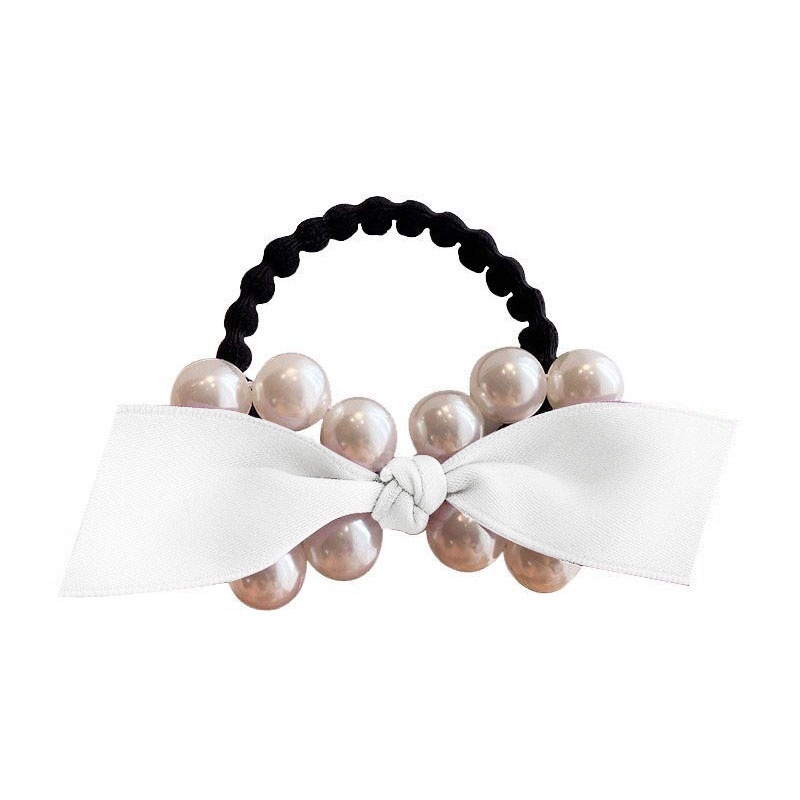 Dây Cột Tóc Co Giãn Đính Nơ Và Ngọc Trai Thời Trang Cho Nữ